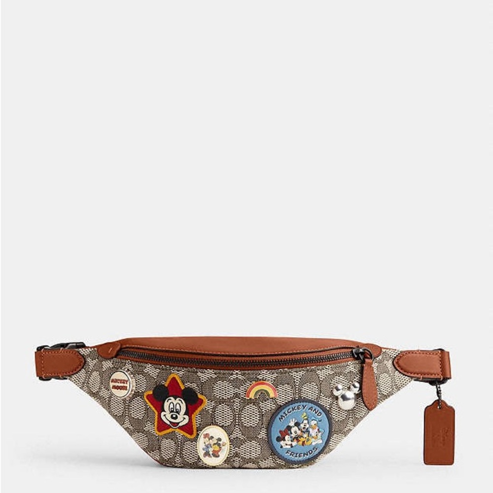 Coach Brown and Tan Belt Bag with Character Patches